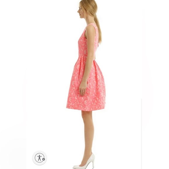 Pink Tartan Willow Kelly Sleeveless Dress 4 Coral neon pink Floral Jacquard - Picture 2 of 15